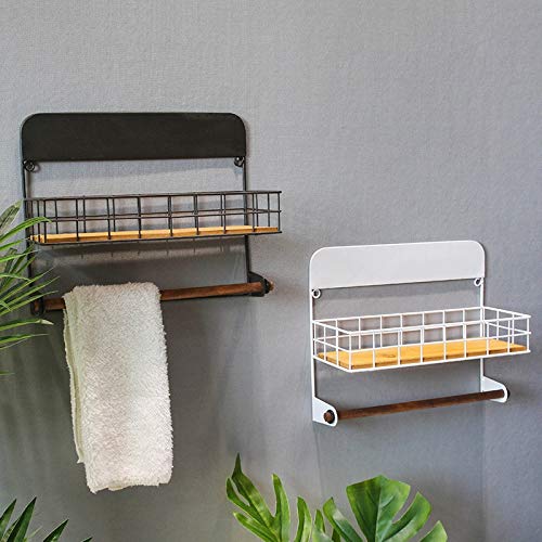Support de rangement multi-fonctionnel mural blanc sans perçage pour serviette - 4