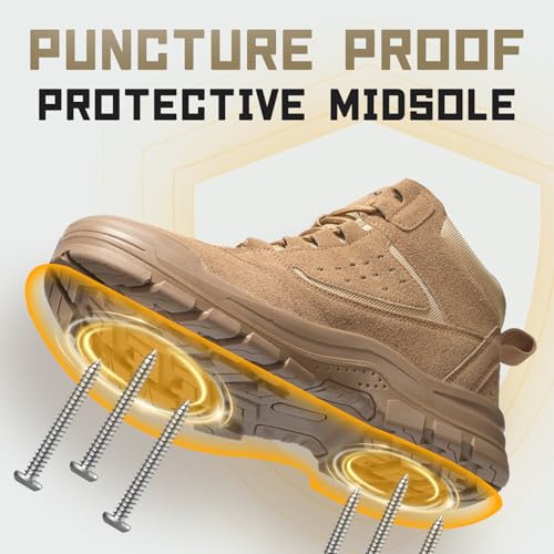 Furuian Steel Toe Boots for Men Women Comfortable Lightweight Work Boots for Men Slip Resistant High Top Steel Toe Safety Shoes Puncture Proof Indestructible Construction Shoes3