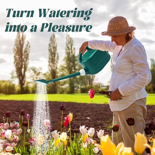 Image of 1 Gallon Watering Can, Garden Watering Can Outdoor, Plant Water Can with Removable Long Spout and Stainless Steel Sprinkler Head, Plastic Indoor Watering Cans for Gardening Flower Plants