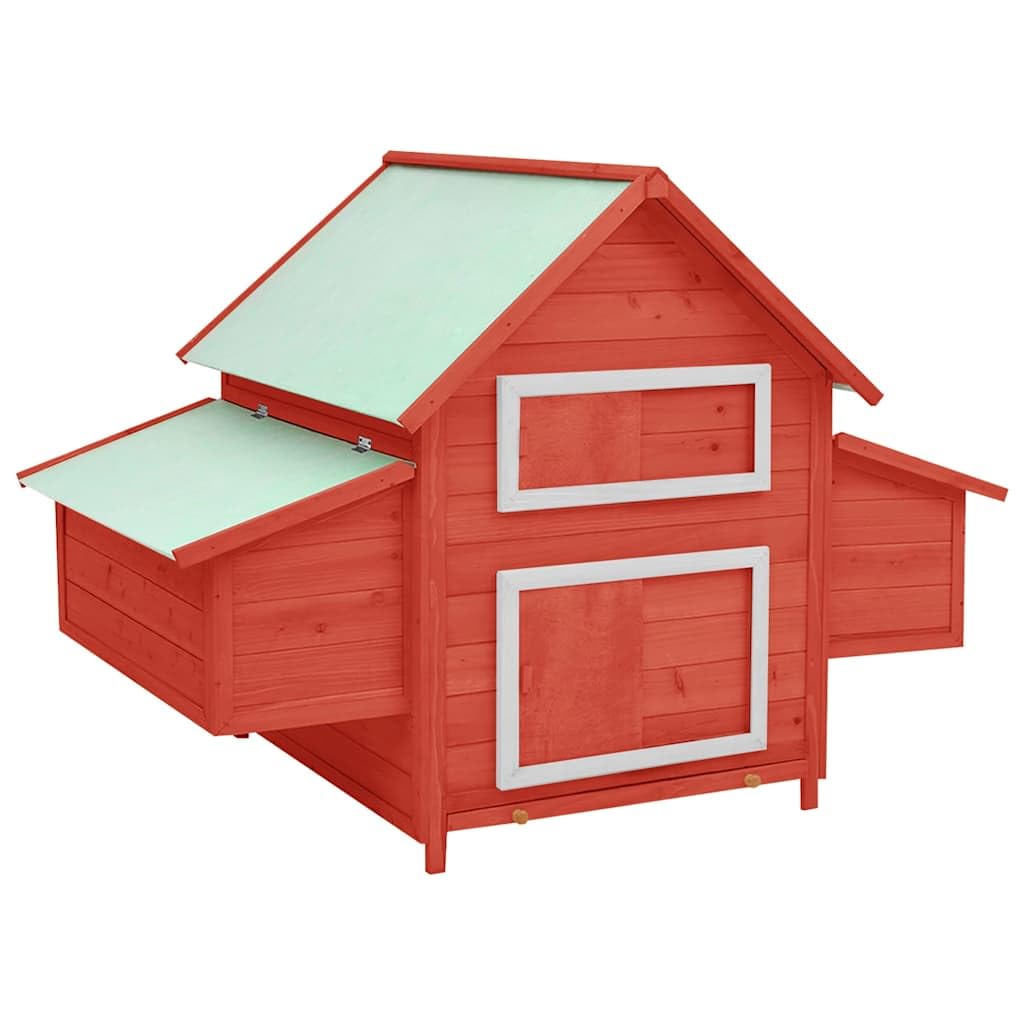 Hühnerstall Rot und Weiß 150x96x110 cm Massivholz Tanne, Kleintierkäfig Gehege Stall Hasenstall Kaninchenstall Nagerheim Freilauf Auslauf Laufstall Habitat Behausung Unterschlupf Voliere
