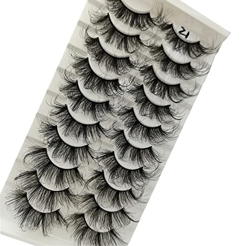 iVIM 3D Volume Fake Eyelashes,18-25mm Long Lashes Natural Look,Soft Fluffy Cat Eye Lashes Like Natural Lashes,Not Easy To Fall Off, Reusable, 10 Pairs Of False Lashes QZ-21