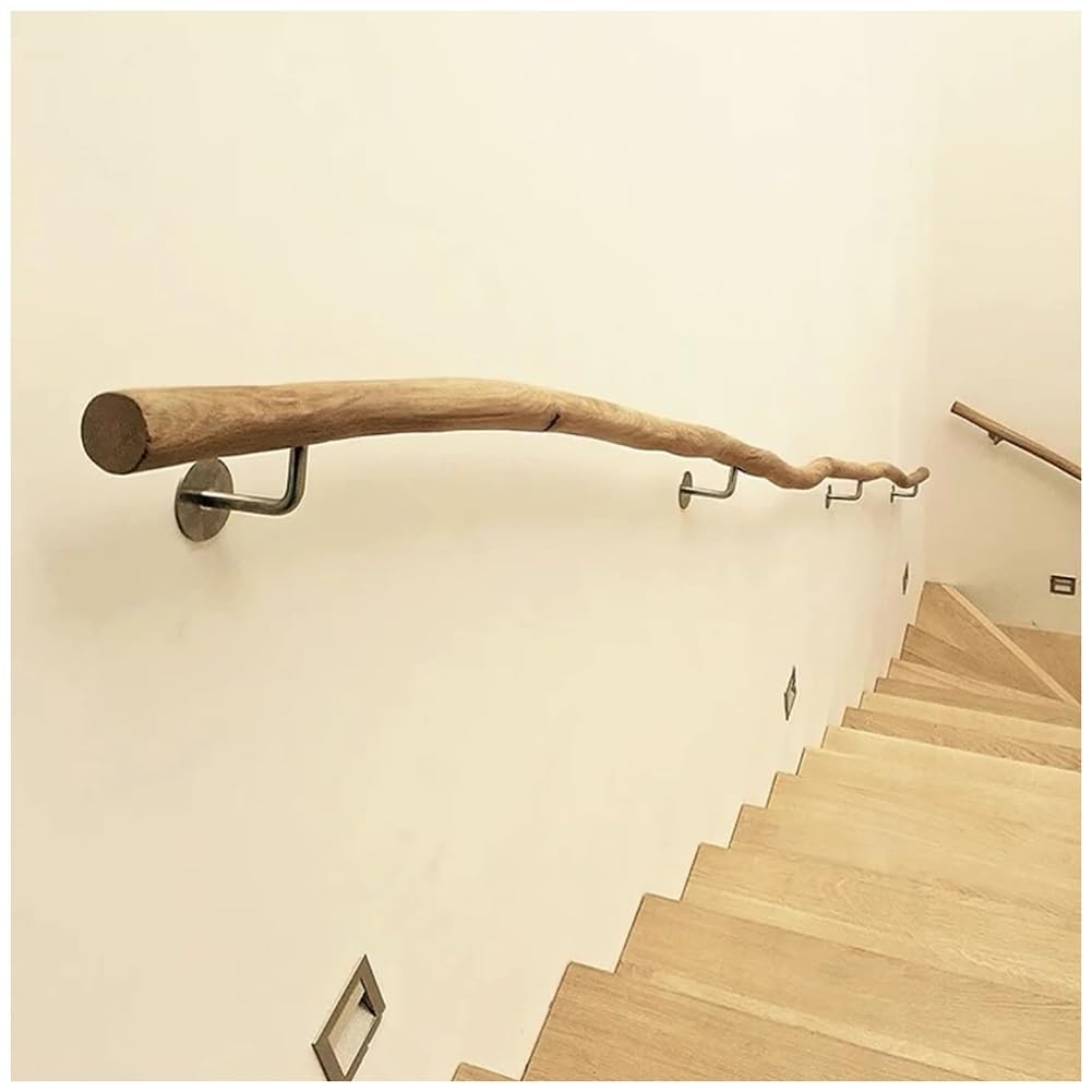 Treppenhandläufe mit Schienenhalterungen, Massivholz Barrierefreies Treppengeländer-Set für den Innenbereich, Sicherheitsgeländer Stützstange