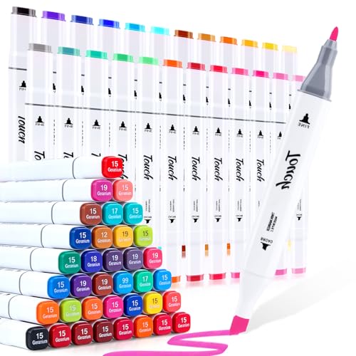 DUULEMANG Alcohol Markers Set 24 Colors Dual Brush Tip Art Coloring Markers for Adult Drawing Permanent Alcohol Based Colored Sketch Pens Art Supplies Gifts for Illustration