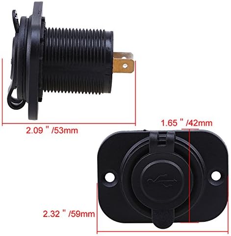 5V Dual USB Car Charger Socket, Waterproof DC Power Outlet for Car Motorcycle Marine Boat Golf Cart