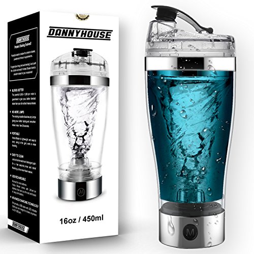 Protein Shaker Bottle,Portable 16oz Vortex Mixer,USB Rechargeable Mini Shaker,Self-Stirring Mug,BPA-Free Electric Hurricane Shaker Cup for Various Powder Shake with Dustproof Bag (Silver)