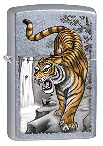 Encendedor Zippo Tiger on Ledge Street Chrome miniatura 1