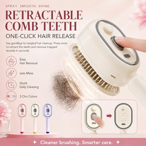 Peine eléctrico con masaje y vapor recargable beige miniatura 6