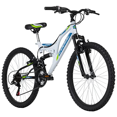KS Cycling Kinder-Mountainbike Fully 24'' Zodiac weiß-grün RH 38 cm