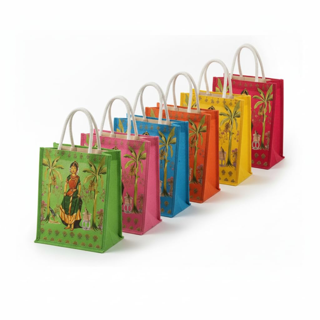 SAI PRASEEDA Traditional Potli Gift Bags with Zip Closure & Bangle Handle| Return Gift Bags for Weddings, Pooja, Baby Show...