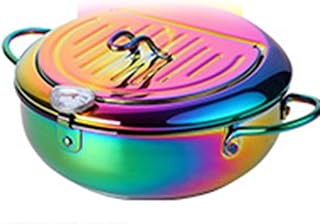 YUEXIN Poêle à Frire Profonde,Marmite à Frire Tempura, Friteuse Japonaise avec Contrôle De La Température du Frit Poêle à Frire, Et Passoire à Huile, Couvercle, Mini-friteuse pour Cuisine