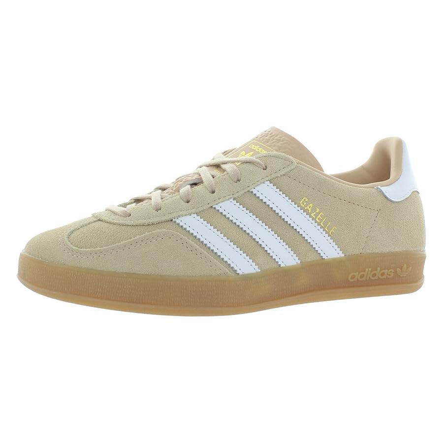 Image of adidas Gazelle Indoor Womens Shoes Size 9.5, Color: Magic Beige /Footwear White /Gum 3-Brown