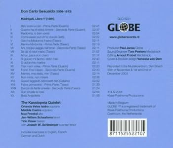 (CD)Don Carlo Gesualdo／Kassiopeia Quintet The Kassiopeia Quintet, Don Carlo Gesualdo – Madrigali Libro
