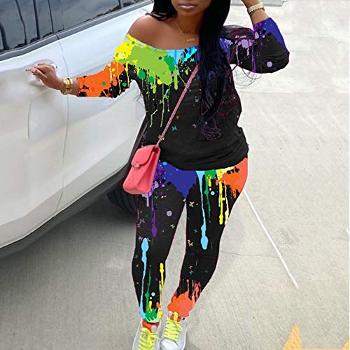 Femme L'été Pantalon Droit Casual Taille Fashion Womens Casual Loose imprimé épaules dénudées Haut et Pantalon Grande Taille Casquette Homme - Image 3