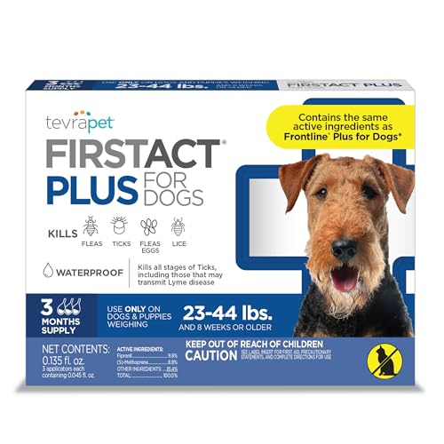 FirstAct Plus Flea Treatment for Dogs, Medium Dogs 23-44 lbs, 3 Doses, Same Active Ingredients as...