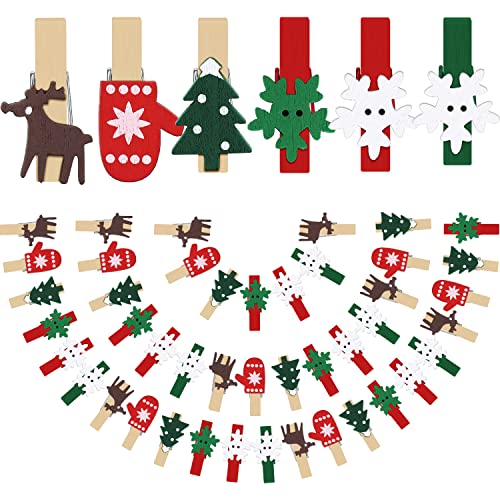Boao NX}XEbhNbv NX}Xc[tHgNbv wWJO[u ̌ oT~ DIY tHgyO z[XN[A[gNtgp 180 Pieces Boao-Christmas Wood Clips-01