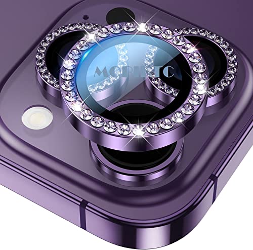 Image of Blling Diamond for iPhone 14 Pro /iPhone 14 Pro Max Camera Lens Protector Tempered Glass Alloy Metal individual Rings 9H Lens Ring Cover Case Friendly (3 Pack, Purple Diamond)