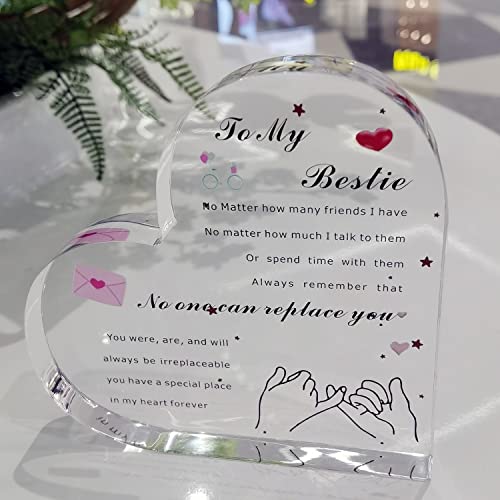 Acrylic Heart Gift For Bestie Inspirational Quotes Table Decor Sign Acrylic Paperweight Birthday Gifts New Year Present Back To School Gifts For Bestie (To Bestie) #TOP2