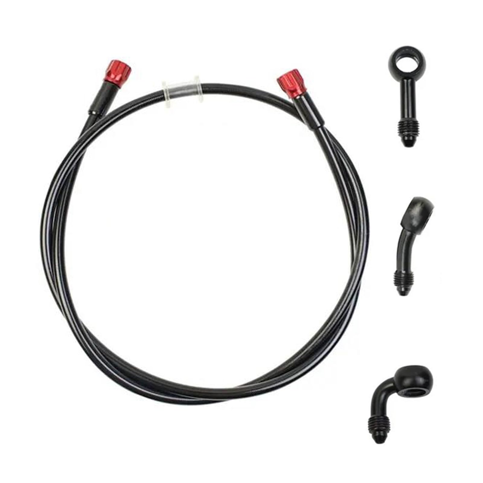 Shqxd Black- Silver Hydraulic Brake Hose Motorcycle M10 Fit Atv Pit Dirt Street Racin Brake Hose An3 Hydraulic Braided Line With 360 Degree Rotatable Banjo(1300Mm)