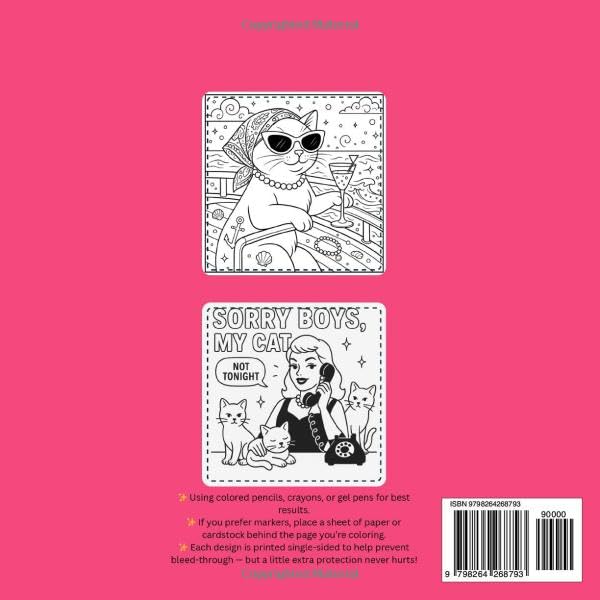 Rich Cat Mom AGlamorous Adult Coloring Book: Funny Cat Mom Gifts Stress Relief & Relaxation with Sassy, Luxurious Cats, Money, and Sparkles image 3