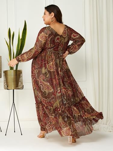 Image of Miss Chase A+ Women's V-Neck Three-Quarter Sleeve Floral Wrap Chiffon Midi Dress