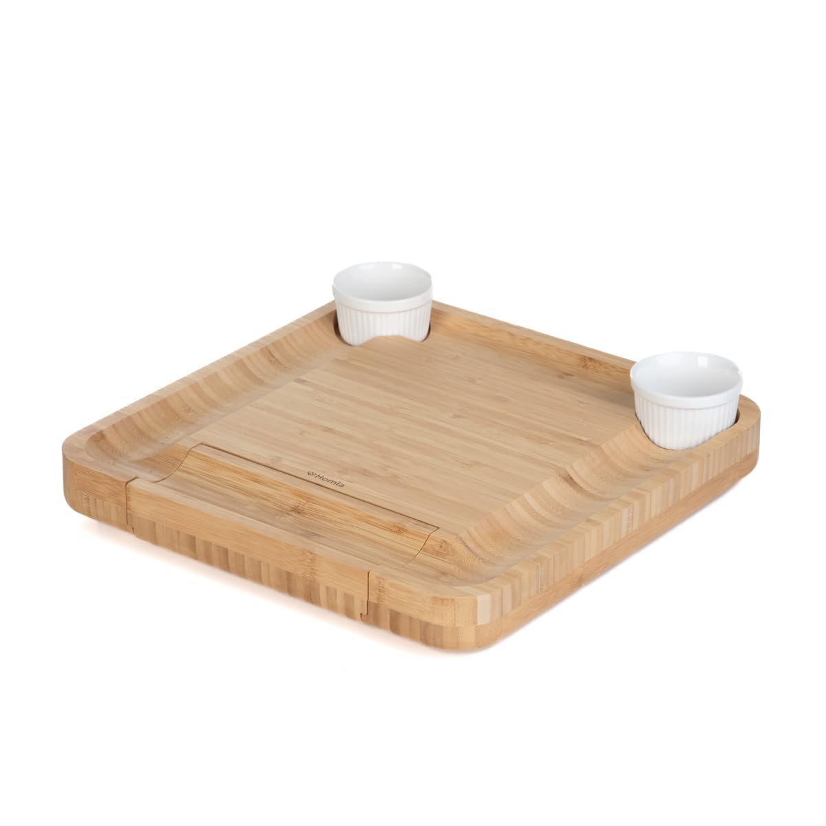 HOMLA Rumi Servierbrett mit Schalen und Messern 33x33 cm