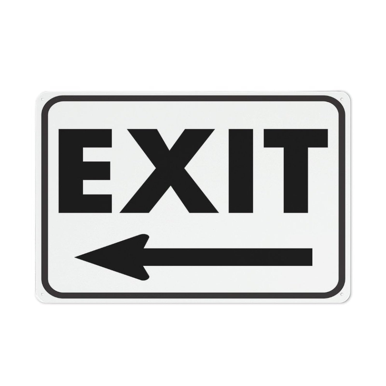 Peiyeety A07 Exit Black And White (Left Arrow) Sign 12X16 Inches Rust Free Aluminum Signs Outdoor, Metal Tin Sign For Home, Business, Yard