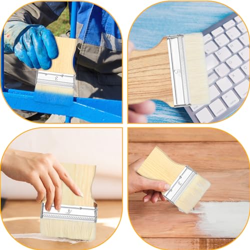 Thinp Set de 3 Pinceles Planos Paddle, Pincel Ancho Grandes de 3/4/5 Pulgadas con Mango de Álamo, Pinceles de Lana para Pinturas al Óleo y Acrílicas miniatura 6