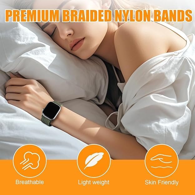 Image of Braided Nylon Band Compatible with Apple Watch 49mm /46mm /45mm /44mm /42mm /41mm /40mm /38mm | Adjustable Magnetic Clasp Strap Fit for Ultra 3 /2 /1, SE3 /2 /1 & Series 11 /10 /9 /8 /7 /6 /5 /4 /3 /2 /1