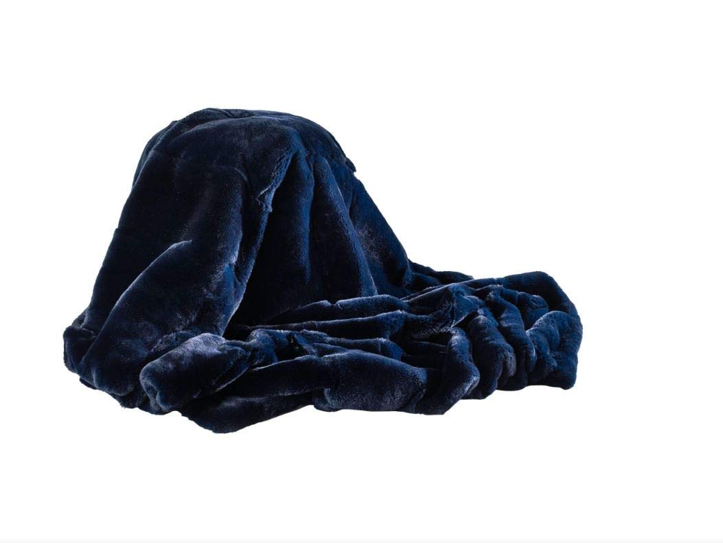 Kutex Blue Cheerish Extra Large Mink Faux Fur Throw 200Cm X 240Cm