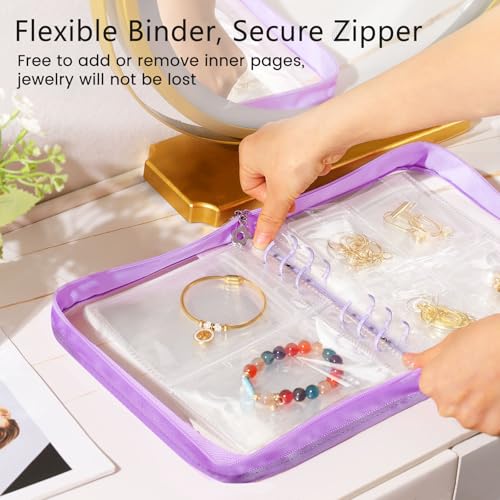 Emibele Travel Jewelry Organizer Case Large Capacity Jewelry Storage Binder