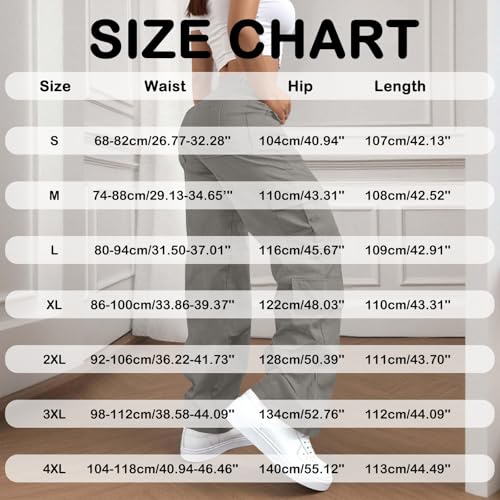Combat Trousers Women UK, Women's Cargo Trousers Elastic Waist Work Cotton Stretch Parachute Pants for Hiking Walking Gym Combat Streetwear Green Khaki Trousers Womens Wide Leg M - Image 2