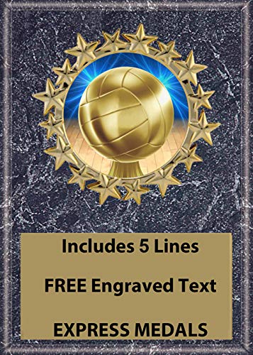 Express Medals 5x7 Volleyball Black Marble Color Plaque Award Trophy with up to 5 Lines of Your Personalized Custom Engraved Text D45