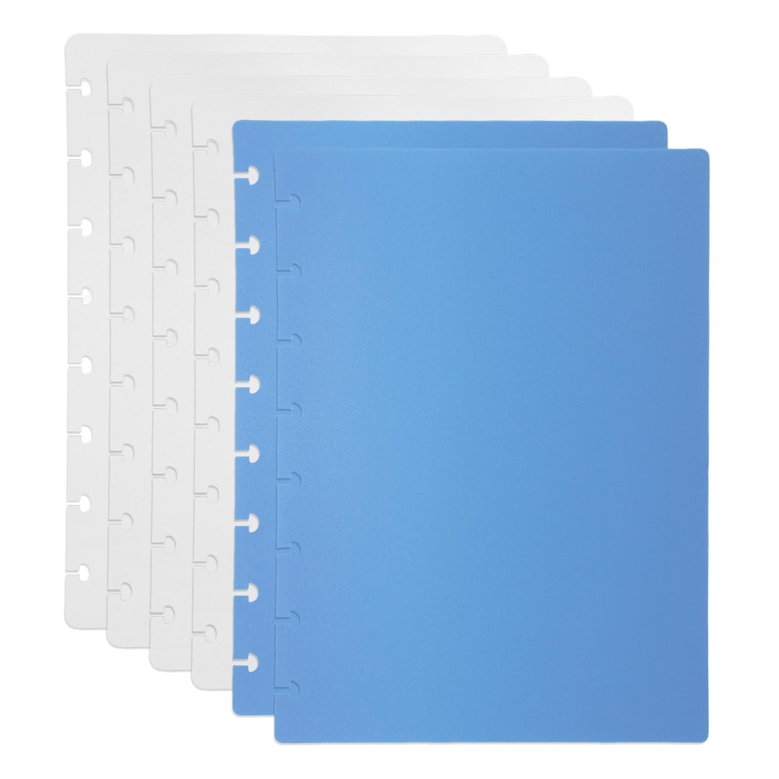 PATIKIL 1 Set Discbound Notebook Cover, 8.5 x 6 A5 Letter Size PP Disc Planner Cover for Notebook Planner Office Product, White/Blue — image 1