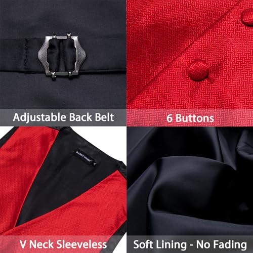 Image of Barry.Wang Men's Suit Vest Tie Bowtie Set Formal Silk Paisley Waistcoat Hanky Cufflinks Lapel Pin Set Wedding Party 7PCS