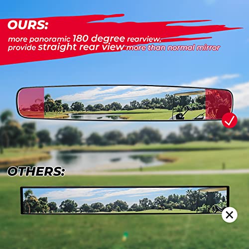 Kemimoto Golf Cart Rear View Mirror, 16.5" Panoramic Rearview Mirror Compatible With Club Car, Ezgo, Drive, Skid Steer Without Vibration & Fall Off, Black #TOP6
