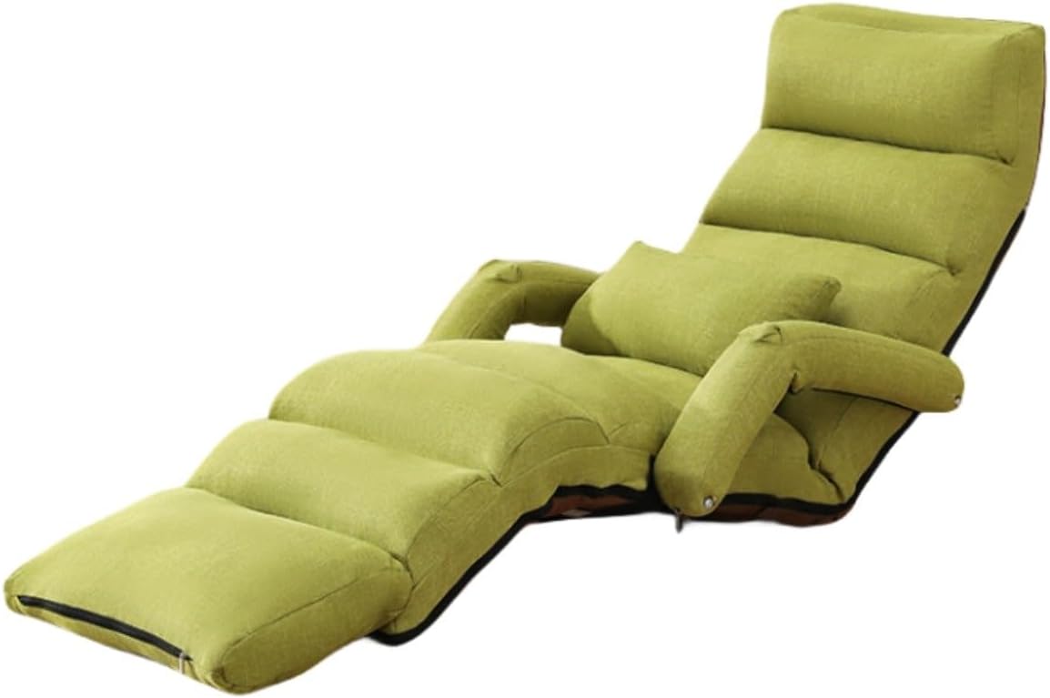 Foldable Lazy Sofa Bed,Adjustable Floor Chair Chaise Lounge with Armrest and Footrest, Folding Floor Gaming Chair,for Reading Living Room Bedroom Indoor Foldable Lazy Sofa