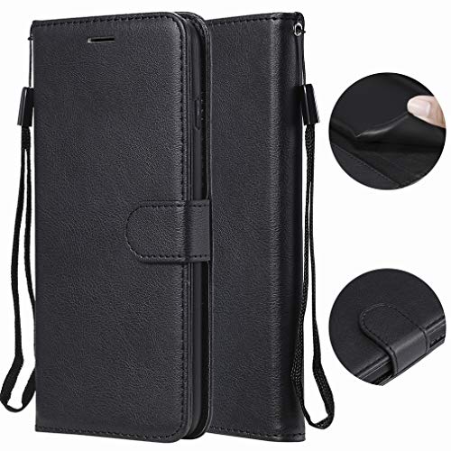 Laybomo Funda para Motorola Moto E4 Plus Carcasa Bolsa Tapa Cuero Billetera Magnética Protector Silicona Suave TPU Flip Cover Funda para Moto E4 Plus Avec Fente pour Carte, Serie Empresarial (Negro)