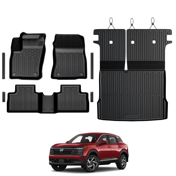 GALVAGNITE Floor Mats for Nissan Kicks 2025-2026 All Weather Floor Mats Trunk Cargo Liner and Door Sill Guards Accessories Full Coverage Set (Fit for FWD/AWD)