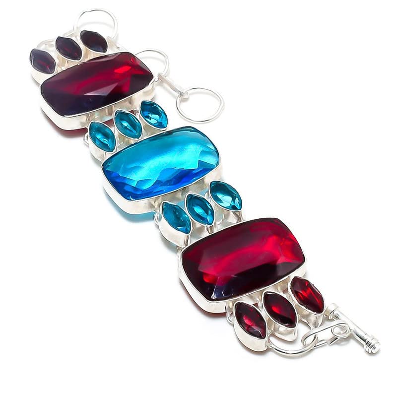 Bracelet multi-stone en argent fait main, le cadeau idéal pour femme