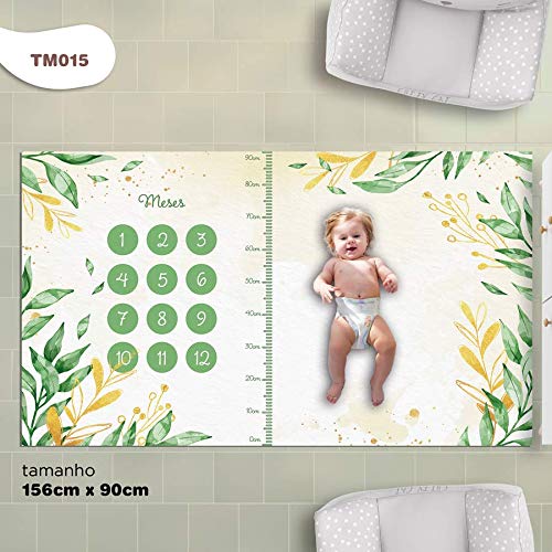 Tapete Cenário para Mesversário de Bebê Floral Verde