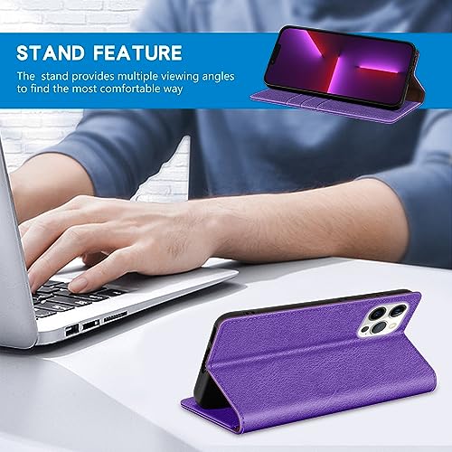 Image of ZZXX for iPhone 13 Pro Max Wallet Case Strong Magnetic 6.7 inch,Purple