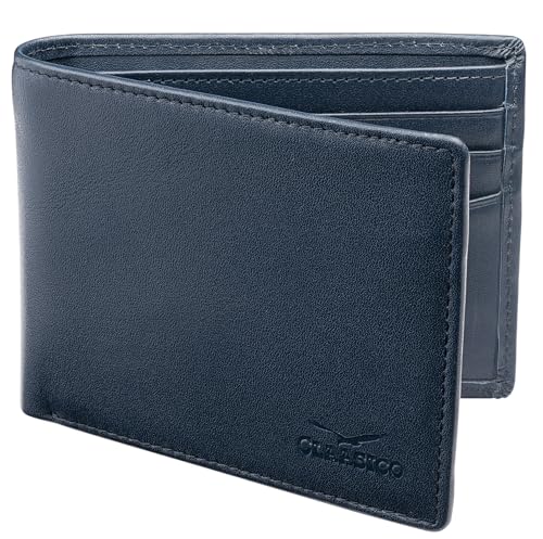 claasico Slim Bifold RFID Bloking Wallet For Men Genuine Leather Packed In Stylish Gift Box (Blue)