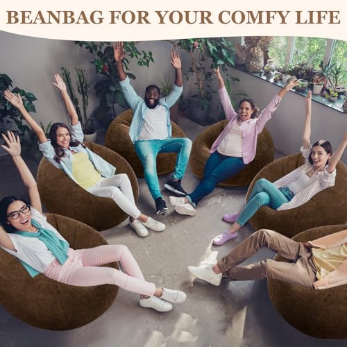 Image of Realspring Inflatable Bean Bag Chairs Outdoor Blow up Camping Chairs Inflatable Lazy Sofa Folding Portable Bean Bag Loungers Couch for Movie Night(Dark Coffee,6 Pcs)
