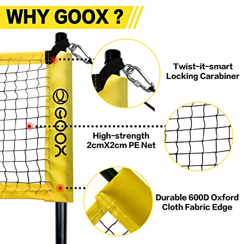 Goox 4 Square Volleyball Net Game Set, 2023 Upgraded 4 Person Volleyball Net For Backyard Beach Lawn, Portable Four Square Volleyball Net For Adults & Youths With Carry Bag, Ball, 4 Way Volleyball Net #TOP4