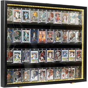 DuvinDD Baseball Cards Display Case with LED Light, Wall Pokemon Card Display Case Protector for PSA Slab Sports Cards, Large Trading Card Display Cabinet with Lockable Door & UV Protection