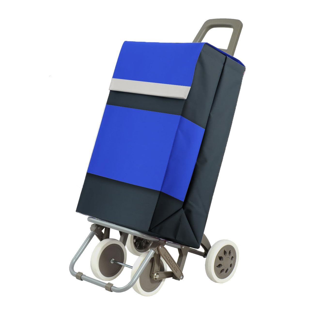 Carro de Compra Plegable Ligero, 100x41x33cm, Capacidad 48L, 4 Ruedas (Azul+Negro)