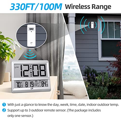 LFF Atomic Clock 11.5” Large Display with Indoor Outdoor Temperature Date - Image 5