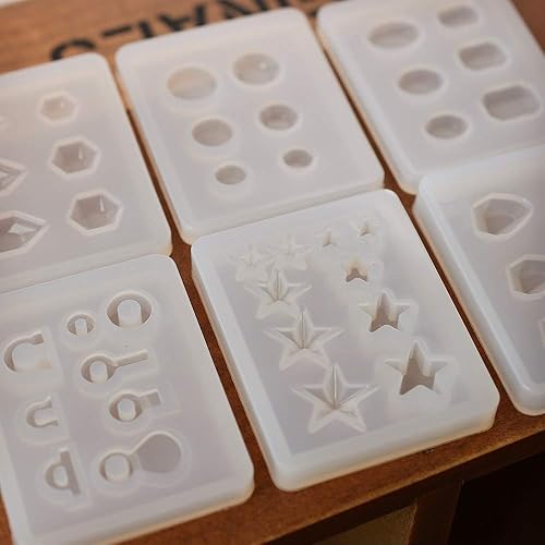 Miniatura 4 de Molde de silicona para formas de joyas para moldear, moldes de resina para aretes de oreja, moldes de resina epoxi (6 unidades)