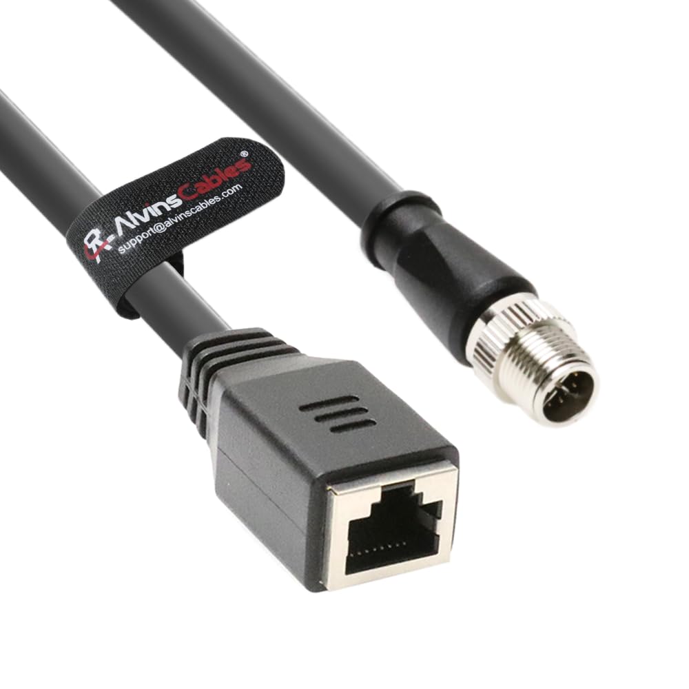 Alvin's Cables M12 X-Code 8-Pin Stecker auf RJ45-Buchse Ethernet-Kabel für Cognex Keyence Kamera, RJ45-Buchse High-Flex Cat6a-Kabel für die industrielle Automatisierung, Robotik 20m