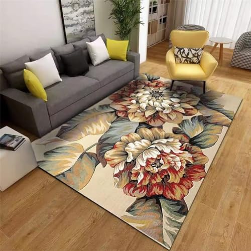 Tapis rectangulaire rouge à motif classique imprimé pour salon - 2